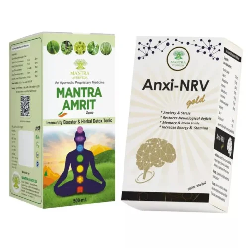 Mantra Ayurveda Anti Anxiety Kit (Mantra Amrit Syrup 500ml + Anxi-NRV Gold 30  Capsulesule) (1Pack)