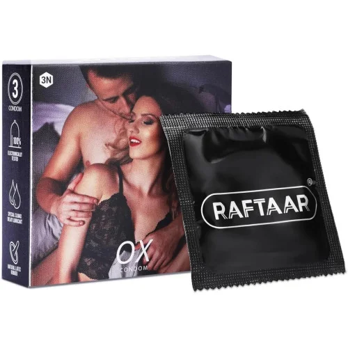 Raftaar Ox Coolmint Flavoured Dotted Long Last Condoms (3pcs, Pack of 3)