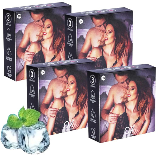 Raftaar Ox Coolmint Flavoured Dotted Long Last Condoms (3pcs, Pack of 4)