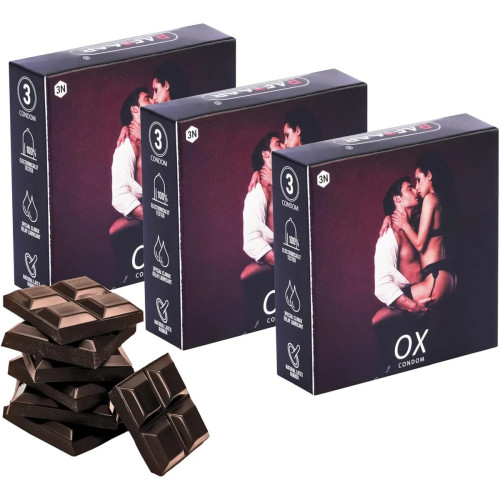 Raftaar Ox Chocolate Flavoured Ultrathin Extra Time Condoms (3pcs, Pack of 3)