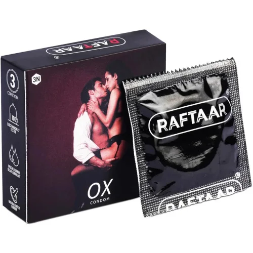 Raftaar Ox Chocolate Flavoured Ultrathin Extra Time Condoms (3pcs, Pack of 3)