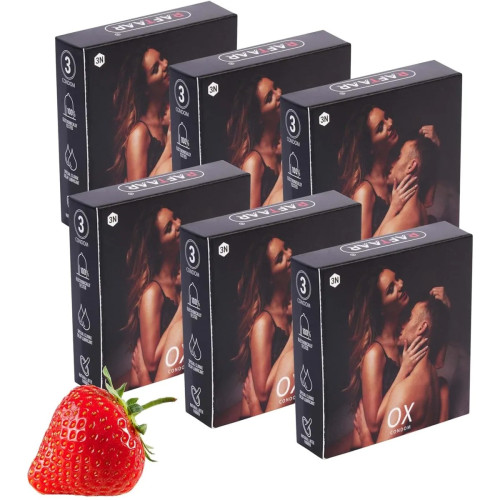 Raftaar Ox Strawberry Flavoured Extra Time Condoms (3pcs, Pack of 6)