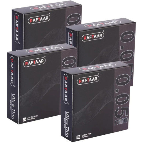 Raftaar 0.05Mm Ultra Thin Condoms (3pcs, Pack of 4)