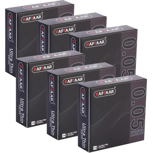 Raftaar 0.05Mm Ultra Thin Condoms (3pcs, Pack of 6)