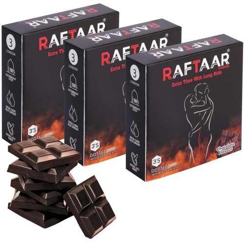 Raftaar Extra Time With Long Ride Dotted Chocolate Flavoured (3pcs, Pack of 3)