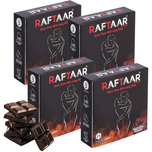 Raftaar Extra Time With Long Ride Dotted Chocolate Flavoured (3pcs, Pack of 4)