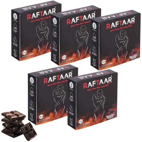Raftaar Extra Time With Long Ride Dotted Chocolate Flavoured (3pcs, Pack of 5)