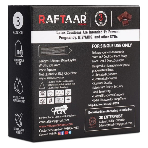 Raftaar Extra Time With Long Ride Dotted Chocolate Flavoured (3pcs, Pack of 6)