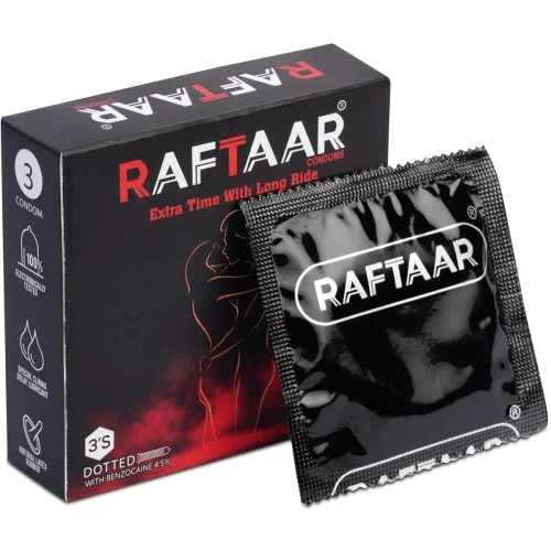 Raftaar Extra Time With Long Ride Dotted Strawberry Flavoured (3pcs, Pack of 3)