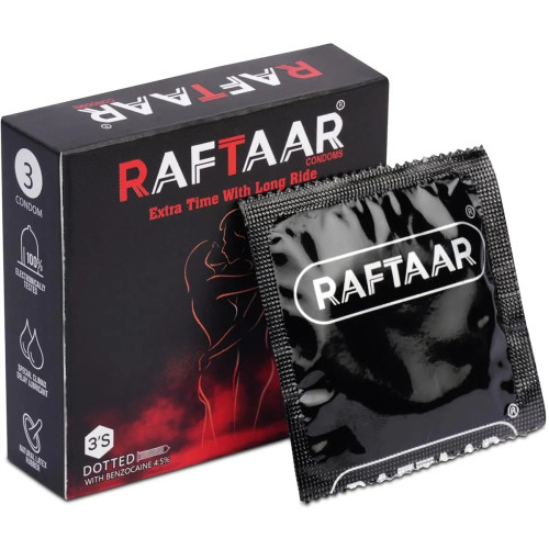 Raftaar Extra Time With Long Ride Dotted Strawberry Flavoured (3pcs, Pack of 6)