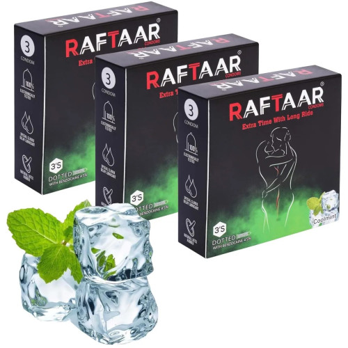 Raftaar Extra Time With Long Ride Dotted Coolmint Flavoured (3pcs, Pack of 3)