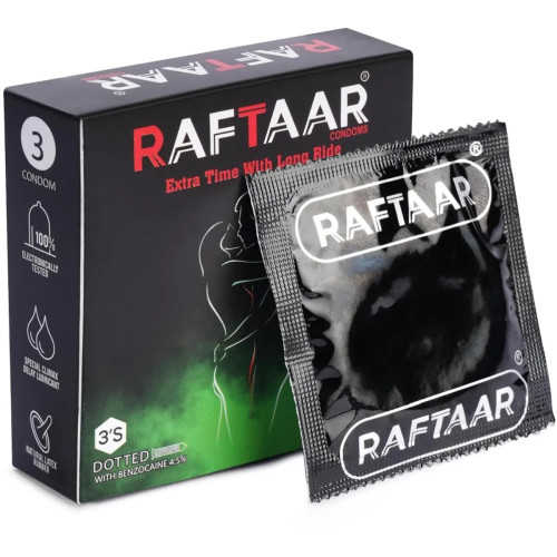 Raftaar Extra Time With Long Ride Dotted Coolmint Flavoured (3pcs, Pack of 4)