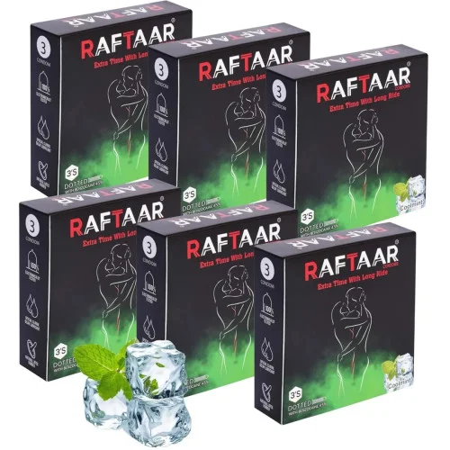 Raftaar Extra Time With Long Ride Dotted Coolmint Flavoured (3pcs, Pack of 6)
