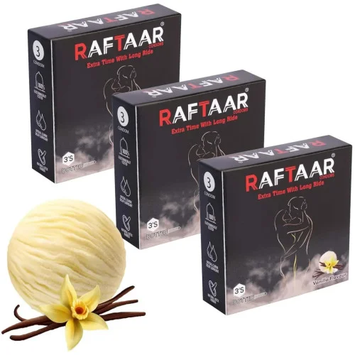 Raftaar Extra Time With Long Ride Dotted Vanilla Flavoured (3pcs, Pack of 3)
