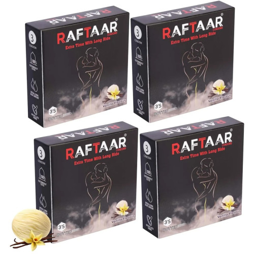 Raftaar Extra Time With Long Ride Dotted Vanilla Flavoured (3pcs, Pack of 4)