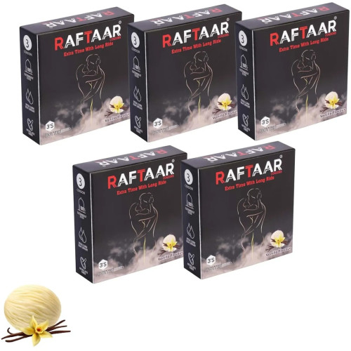 Raftaar Extra Time With Long Ride Dotted Vanilla Flavoured (3pcs, Pack of 5)