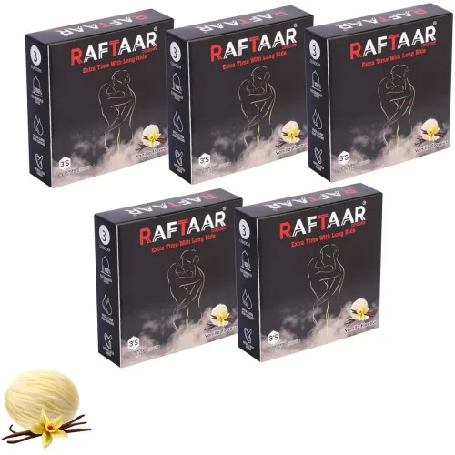 Raftaar Extra Time With Long Ride Dotted Vanilla Flavoured (3pcs, Pack of 5)
