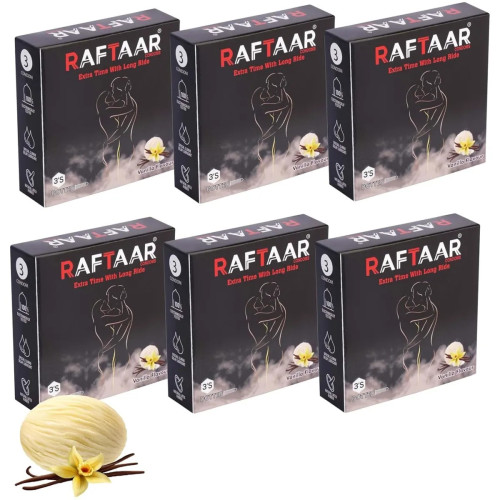 Raftaar Extra Time With Long Ride Dotted Vanilla Flavoured (3pcs, Pack of 6)