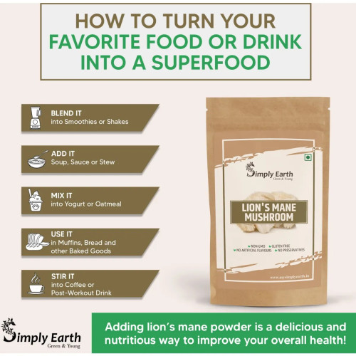 Simply Earth Lion'S Mane Mushroom Powder (60g)