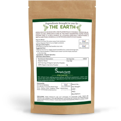 Simply Earth Organic Spirulina Powder (100g)