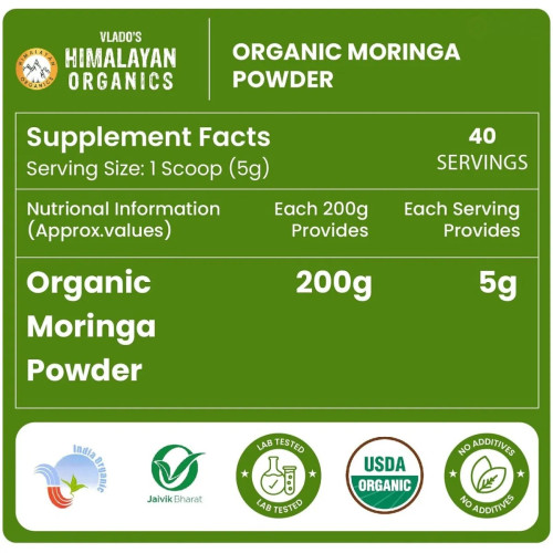 Vlado's Himalayan Organics Organic Moringa Powder (200g)