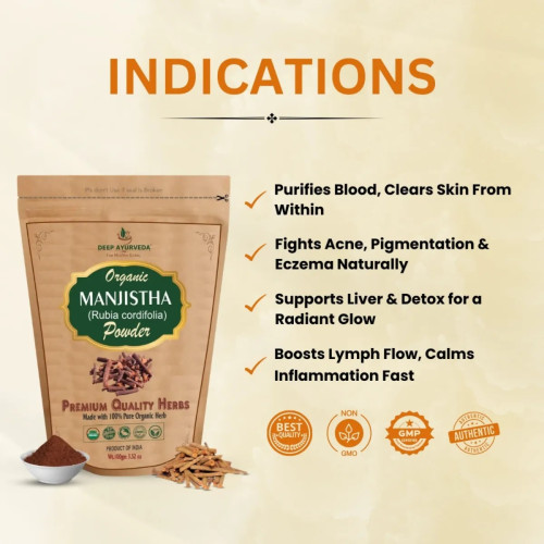 Deep Ayurveda Manjistha (Rubia Cordifolia) Powder (100g)