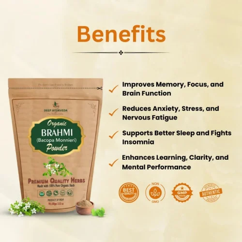 Deep Ayurveda Brahmi (Bacopa Monnieri) Powder (100g, Pack of 2)