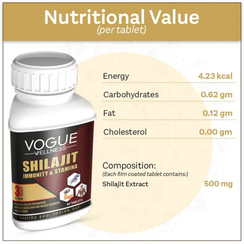 Vogue Wellness Shilajit 3 Way Action (60 Tablets)