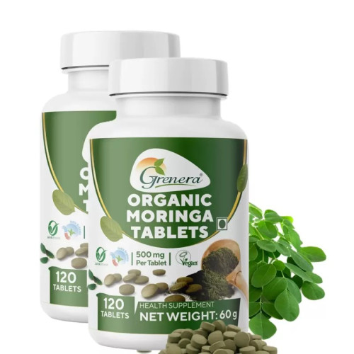 Grenera Organic Moringa  Tablets (120 Tablets, Pack of 2)