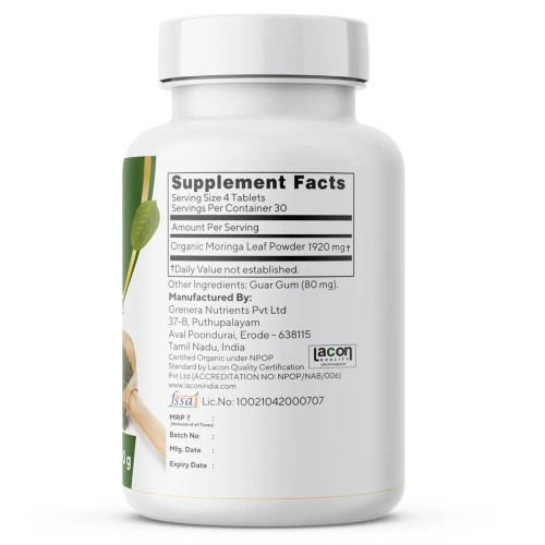 Grenera Organic Moringa  Tablets (120 Tablets, Pack of 2)