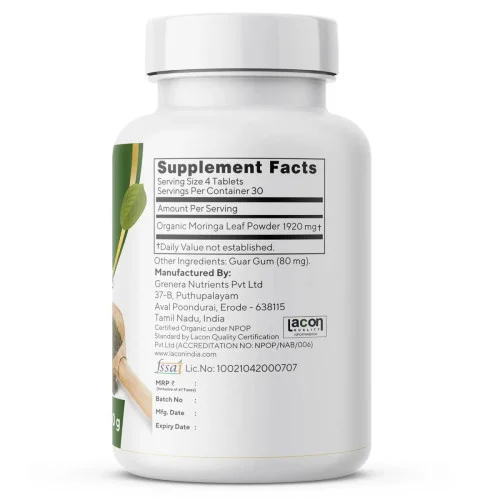 Grenera Organic Moringa  Tablets (120 Tablets, Pack of 2)