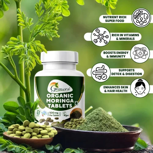 Grenera Organic Moringa  Tablets (120 Tablets, Pack of 2)