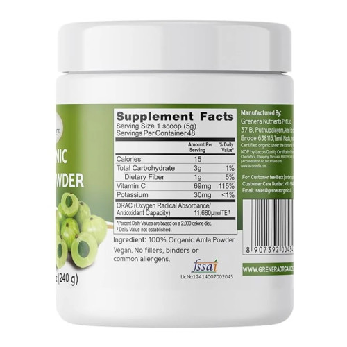 Grenera Organic Amla Powder (240g, Pack of 2)