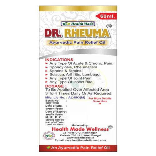 Health Made Dr Rheuma Ayurvedic Pain Relief Oil (60ml, Pack of 2)