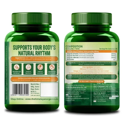 Vlado's Himalayan Organics Triphala  Tablets 600mg (60 Tablets)