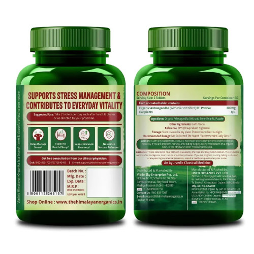 Vlado's Himalayan Organics Ashwagandha 1200mg (60 Tablets)
