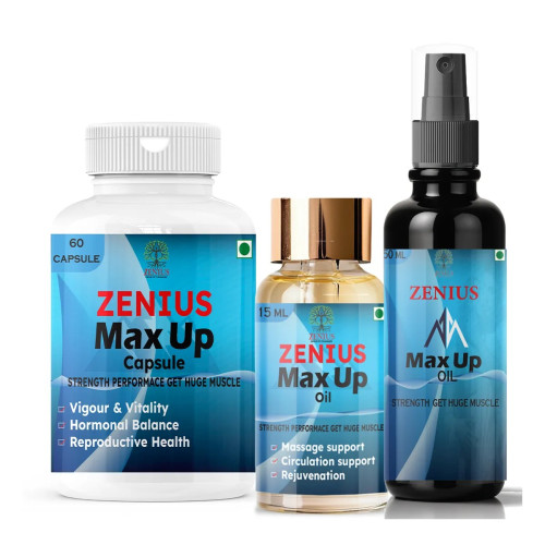 Zenius Max Up  Capsules + Max Up Oil + Max Up Oil (60cap + 15ml Oil + 50ml Oil) (1Pack)