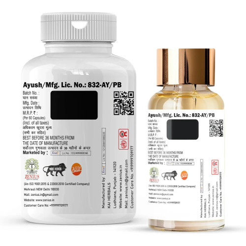 Zenius Men'S Wellness  Capsules + Men'S Wellness Oil (60cap + 15ml Oil) (1Pack)