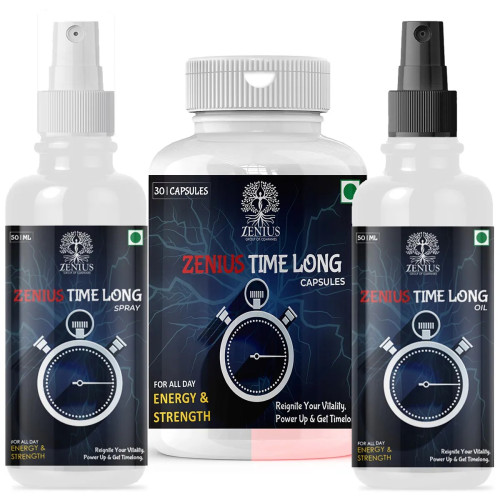 Zenius Time Long Spray + Time Long  Capsules + Time Long Oil (50ml Spray + 30cap + 50ml Oil) (1Pack)