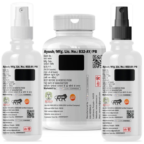 Zenius Time Long Spray + Time Long  Capsules + Time Long Oil (50ml Spray + 30cap + 50ml Oil) (1Pack)