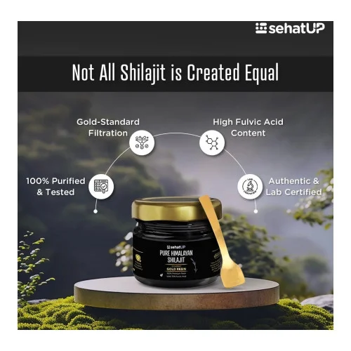 SehatUP Pure Himalayan Shilajit Gold Resin With Shaker (Each 20g + Shaker Free) (1Pack)