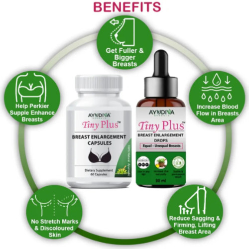 Ayudiva Herbals Breast Enlargement  Capsulesule And Breast Enhancement Liquid Drop Combo Tiny Plus Comb (60  Capsulesule + Drop 30ml) (1Pack)