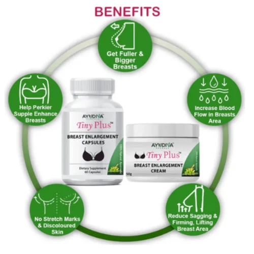 Ayudiva Herbals Breast Enlargement  Capsulesule With Breast Increase Cream Combo (3 Month Course) Tiny Plus Combo (Cream 50g + 60  Capsulesule) (1Pack, Pack of 3)