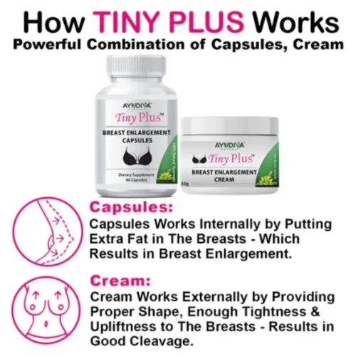 Ayudiva Herbals Breast Enlargement  Capsulesule With Breast Increase Cream Combo (3 Month Course) Tiny Plus Combo (Cream 50g + 60  Capsulesule) (1Pack, Pack of 3)