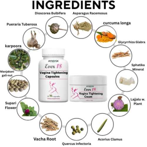 Ayudiva Herbals Vagina Tightening  Capsulesule And Cream Combo Ever18  Capsulesule And Cream Combo (30  Capsulesule + Cream 50g) (1Pack)