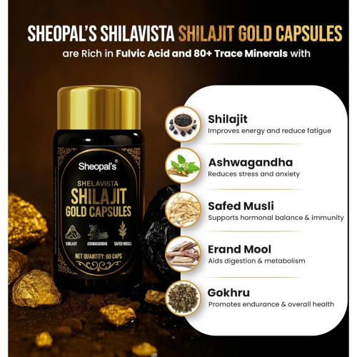 Sheopals Shelavista Shilajit Gold  Capsules (60cap, Pack of 2)