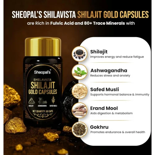 Sheopals Shelavista Shilajit Gold  Capsules (60cap, Pack of 3)