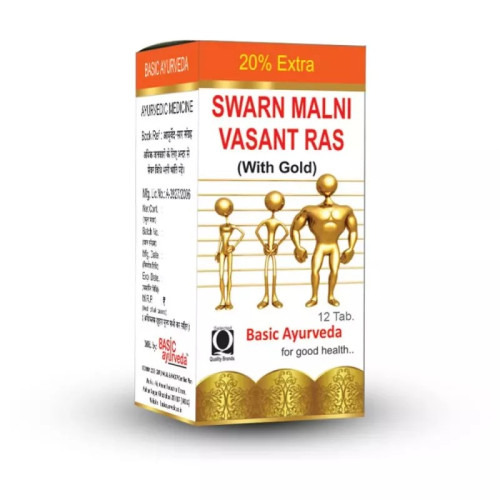 Basic Ayurveda Swarn Malni Vasant Ras(Brihant) (12 Tablets)