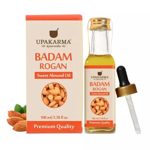 Upakarma Ayurveda 100% Natural & Pure Cold Pressed Sweet Almond Oil For Hair, Skin And Body- (100ml)