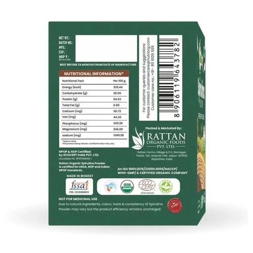 Nutriorg Certified Organic Spirulina Powder (100g)